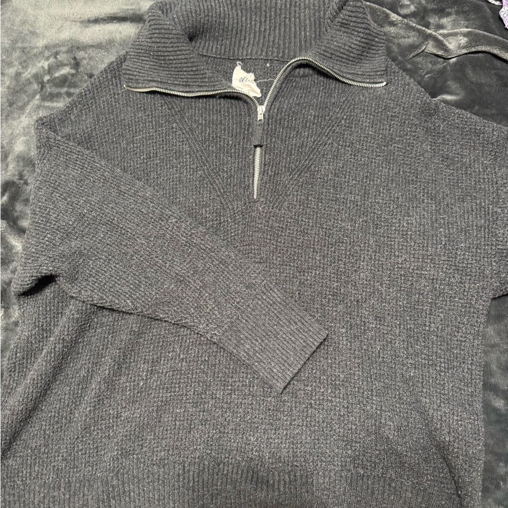 Aerie Women's Charcoal Zip-Up Sweater